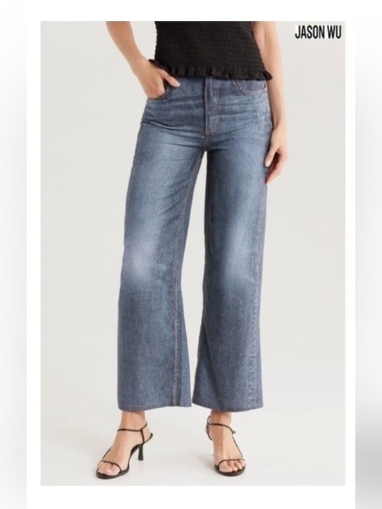 Jason Wu Denim - Jason Wu Wide-Leg High-Rise “Sweat Pant” Jeans in Washed Blue Denim